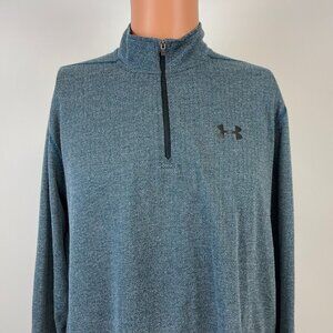Under Armour Threadbone Quarter Zip Pullover Shirt Mens Size XL Blue Heat Gear
